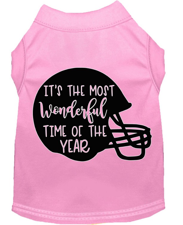 Most Wonderful Time of the Year (Football) Screen Print Dog Shirt Light Pink XXXL